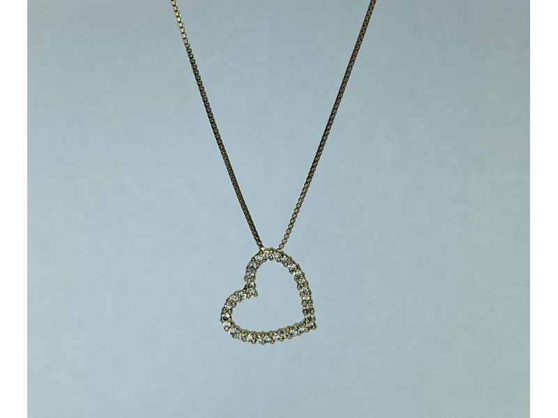 925 Sterling Silver Gold Plated CZ "Heart" Chain With Pendant Italy