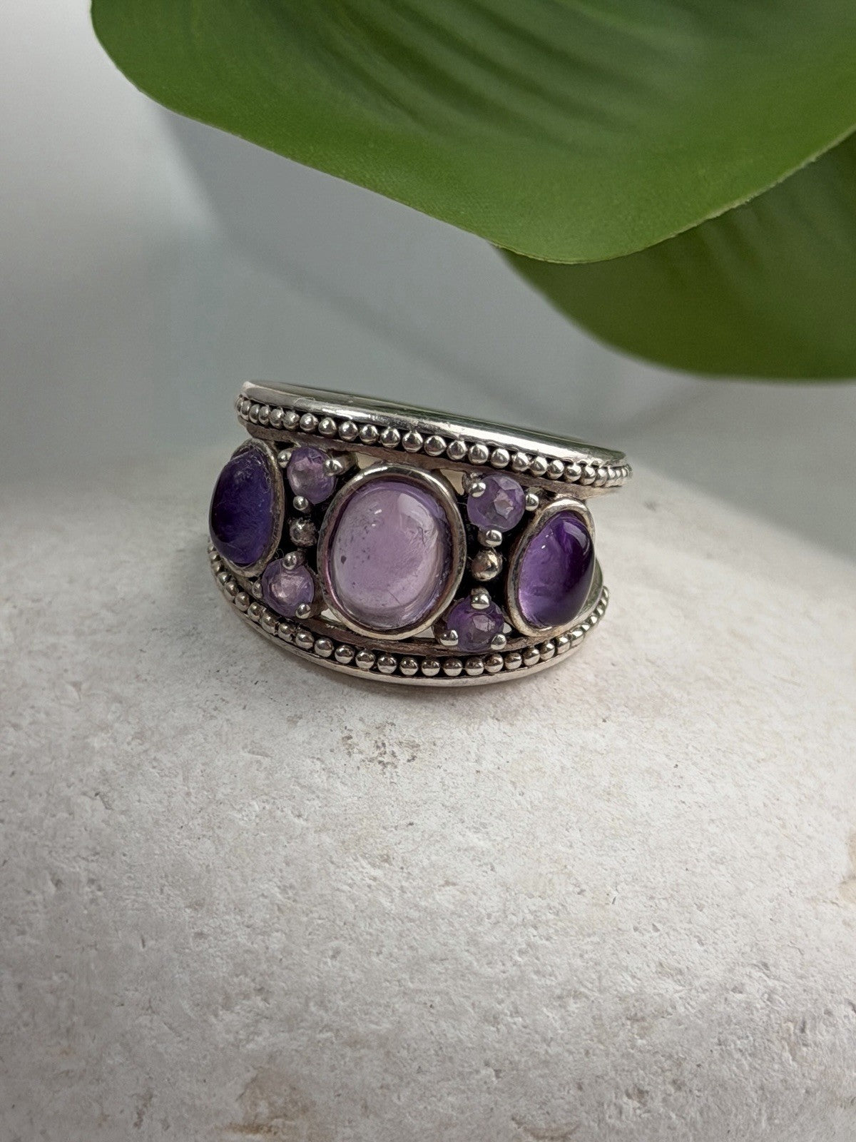 925 Sterling Silver Purple Tourmaline Ring Size 6