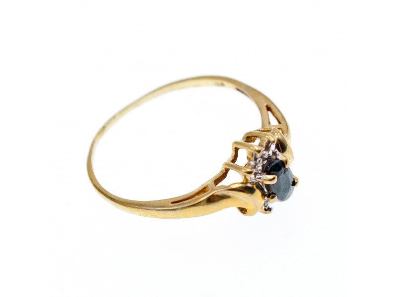 10K Yellow Gold Spinel & Diamonds Ring Size 8.5