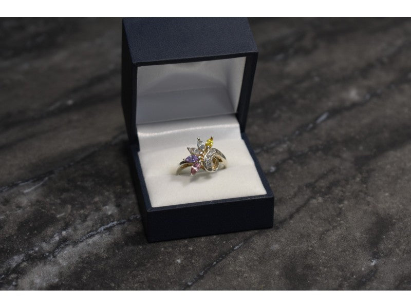 925 Sterling Silver Multicolor CZ Ring Size 9