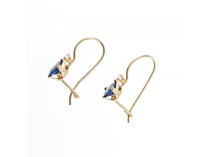 10K Yellow Gold Sapphires & Diamonds Earrings