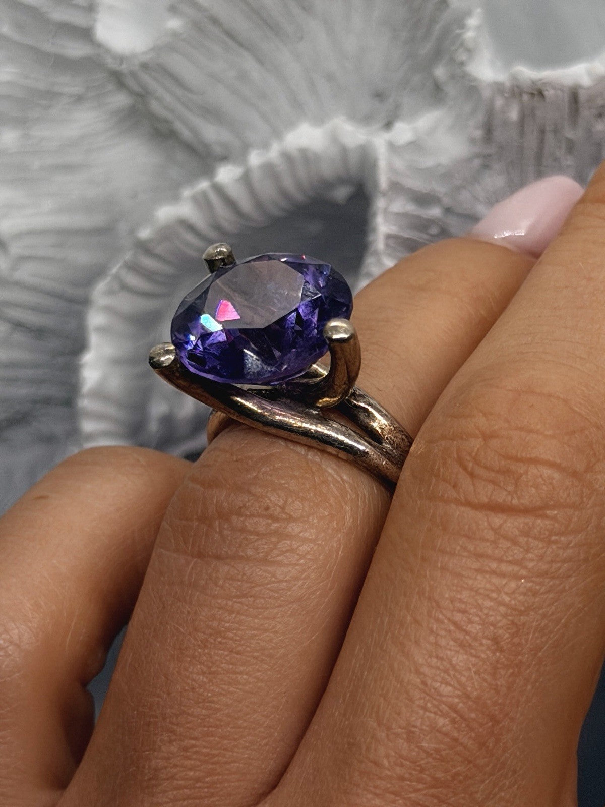 925 Sterling Silver Mystic Topaz Purple Blue Ring Size 5.5
