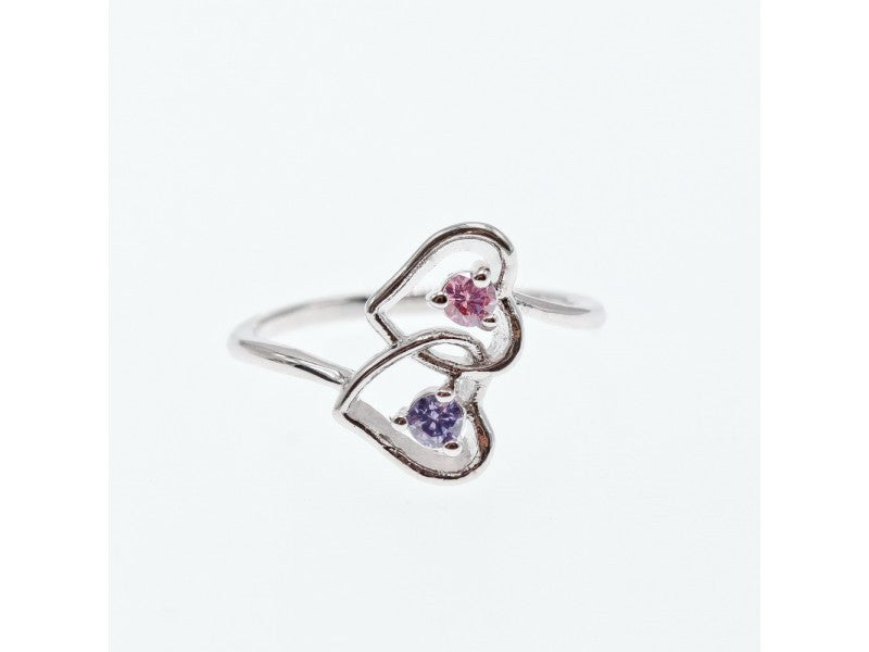 925 Sterling Silver CZ "Hearts" Ring Size 7