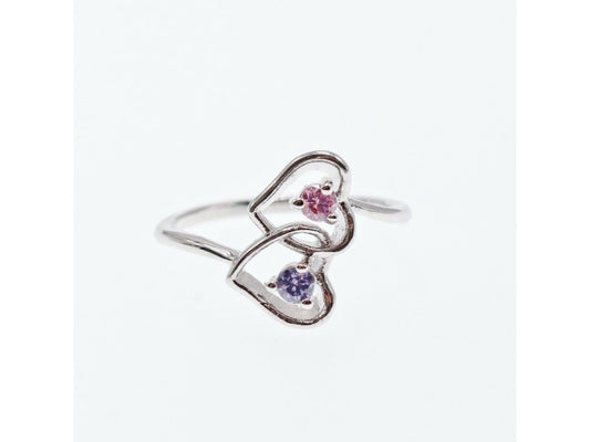 925 Sterling Silver CZ "Hearts" Ring Size 7