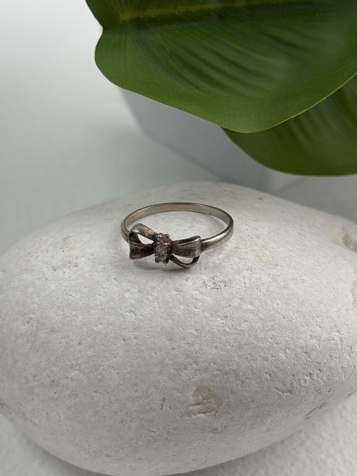 925 Sterling Silver Bow Cz Ring Size 8