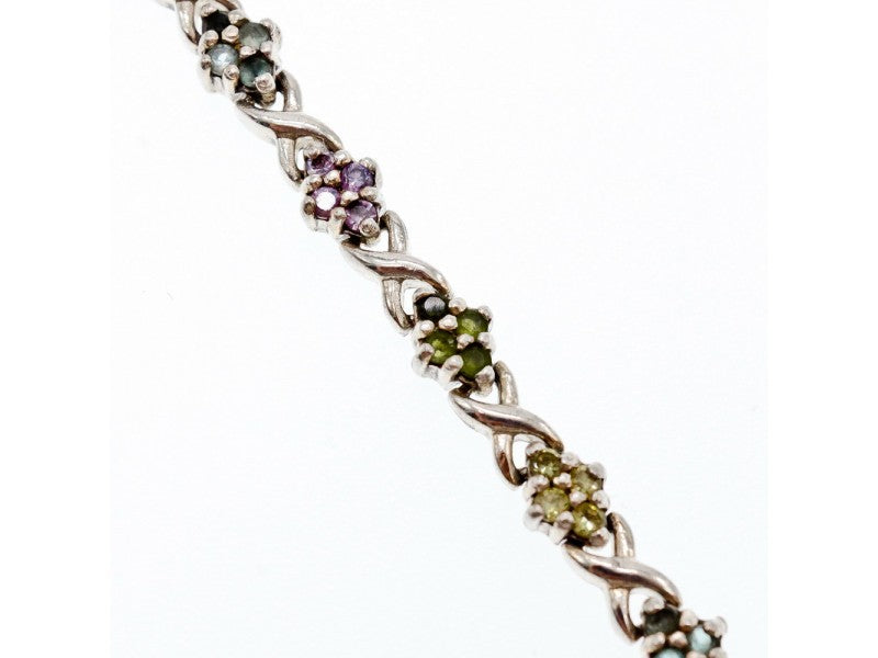 925 Sterling Silver Multi Gemstones Bracelet