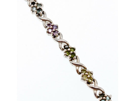 925 Sterling Silver Multi Gemstones Bracelet