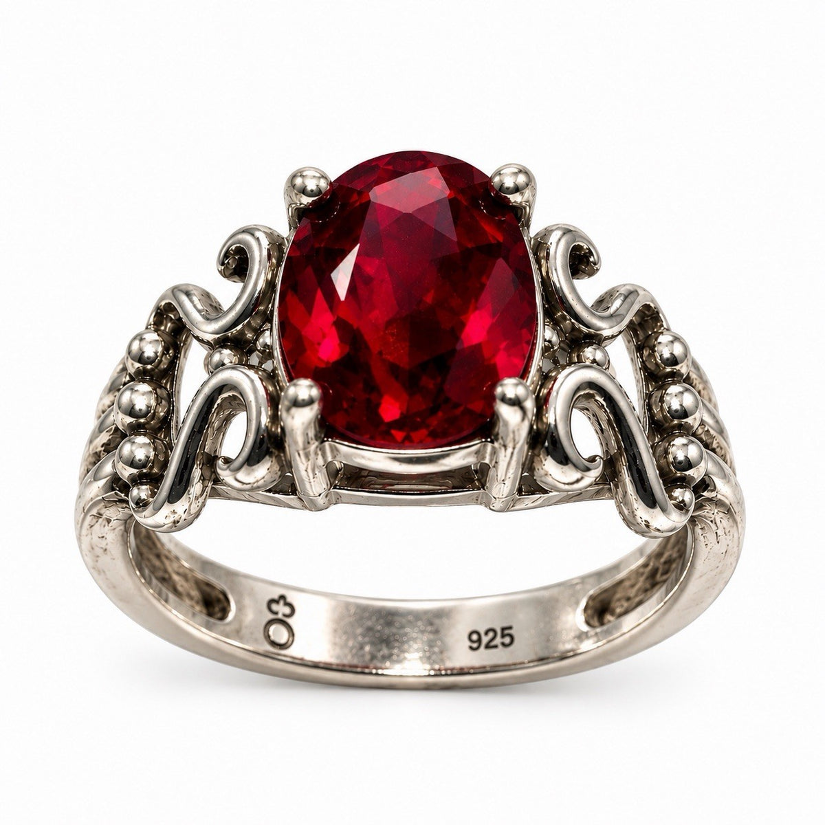 Vintage 925 Sterling Silver Ring Deep Pink Topaz Size 6