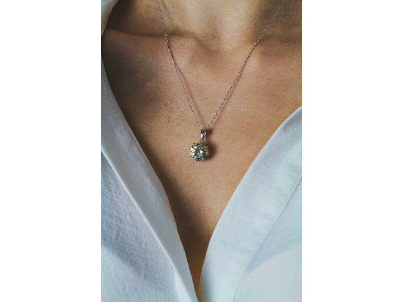 925 Sterling Silver Citrine Chain With Pendant