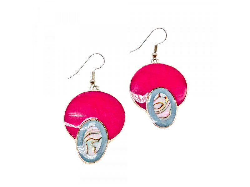 925 Sterling Silver Haliotis & Enamel Earrings