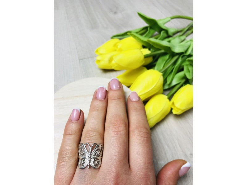 925 Sterling Silver "Openwork Butterfly" Ring Size 6.5
