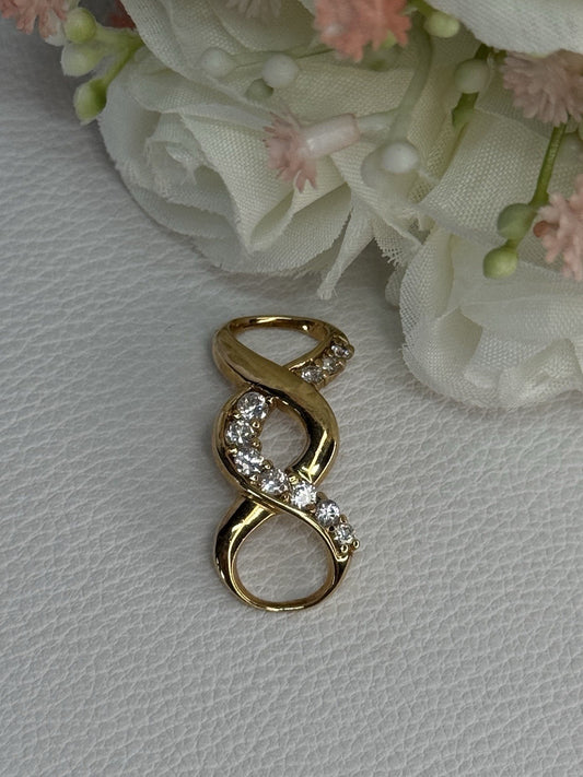 925 Sterling Silver Gold Plated CZ Pendant Length 1.20 Inch