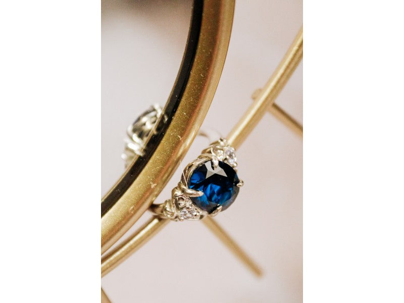 925 Sterling Silver Sapphire & Iolite Ring Size 8.5