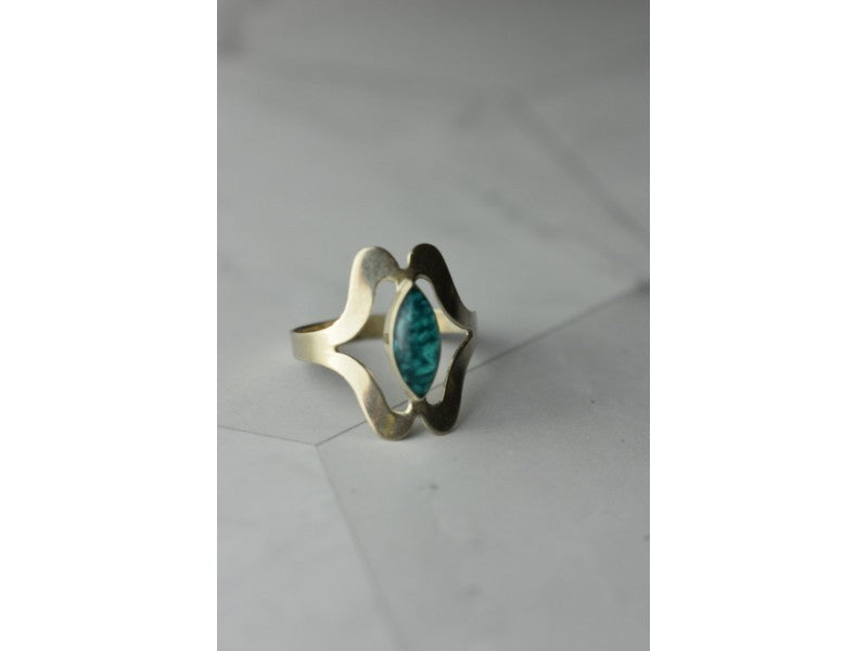 925 Sterling Silver Chinese Turquoise Ring Size 6.75 Mexico