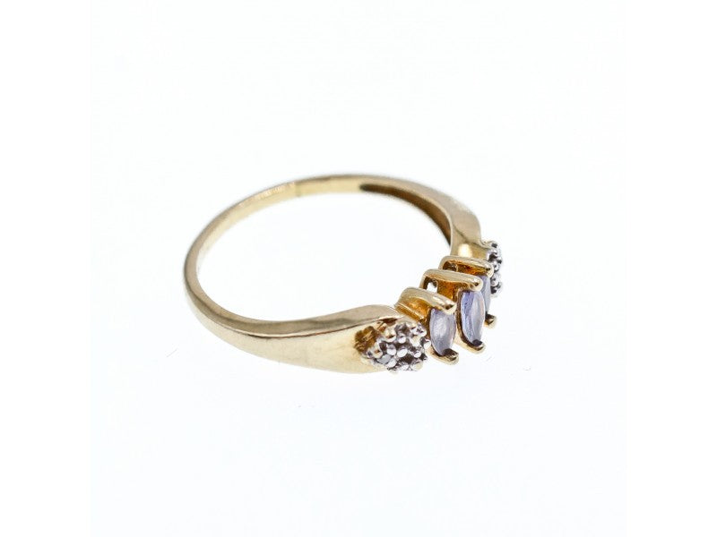 10K Yellow Gold Tanzanite & Diamonds Ring Size 7