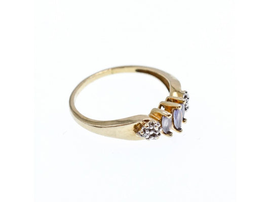 10K Yellow Gold Tanzanite & Diamonds Ring Size 7