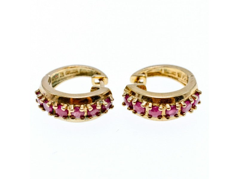 925 Sterling Silver Gold Plated Rubies Earrings