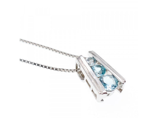925 Sterling Silver Blue Spinel Chain With Pendant
