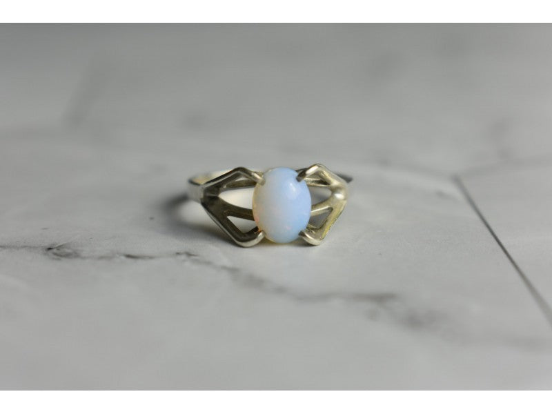 925 Sterling Silver Opal Ring Size 6.5