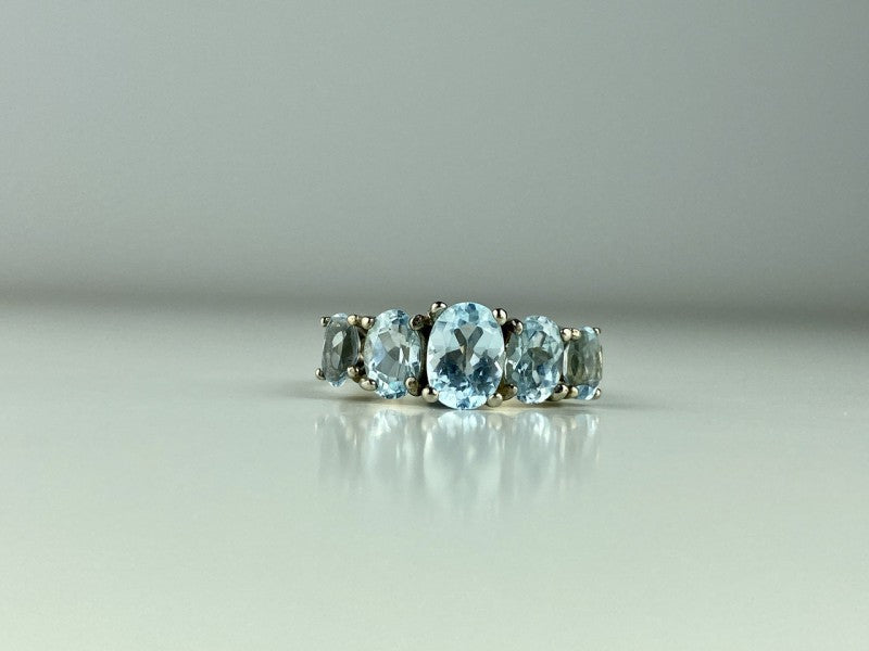 925 Sterling Silver Blue Spinel Ring Size 6.5