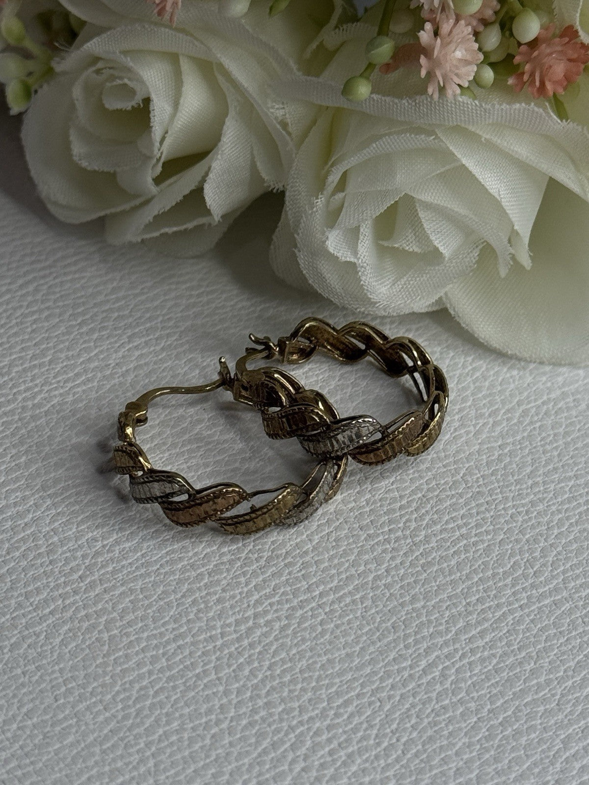 925 Sterling Silver 3 Colors Yellow Pink Gold Plated Earrings Length 0.96 Inch