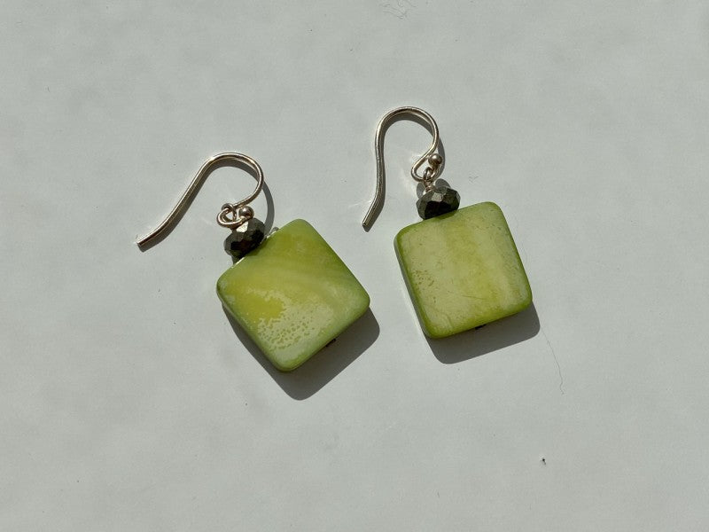 925 Sterling Silver Green Agate Earrings