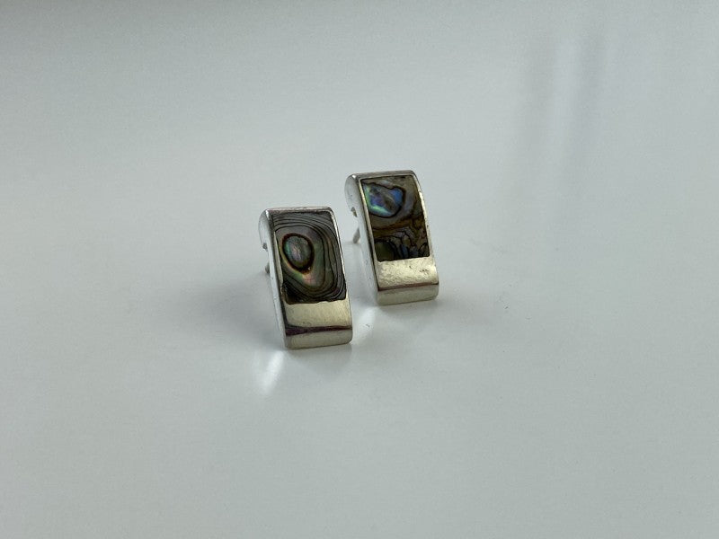 Vintage 925 Sterling Silver Haliotis Stud Earrings