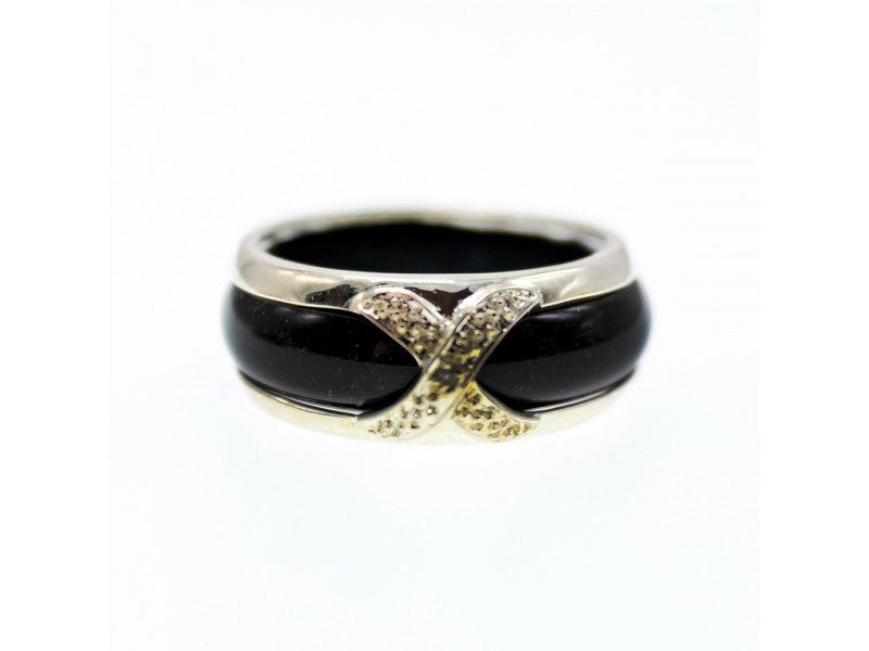 Men's 925 Sterling Silver Black Jade Ring Size 10