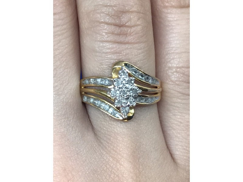 925 Sterling Silver Gold Plated CZ Ring Size 7