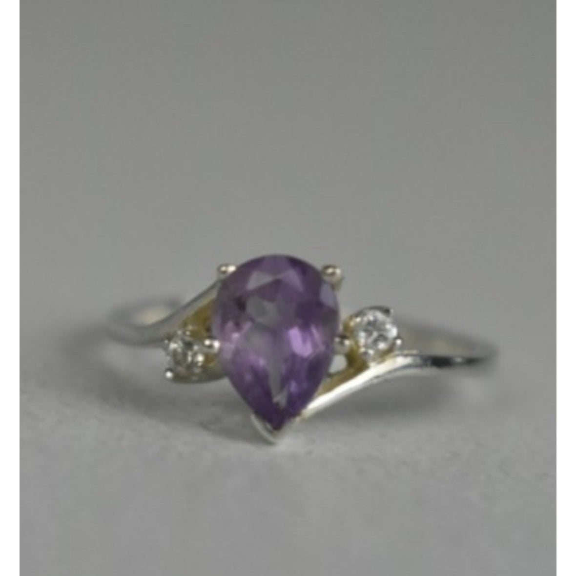 925 Sterling Silver Amethyst & CZ Ring Size 7