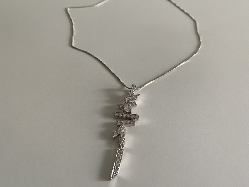 925 Sterling Silver CZ Chain With Pendant Italy