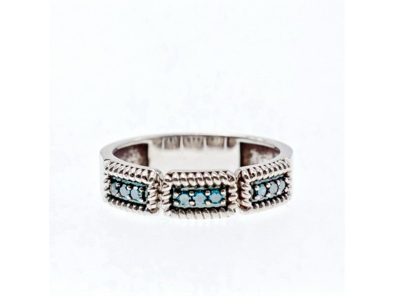 925 Sterling Silver Blue Spinel Ring Size 9