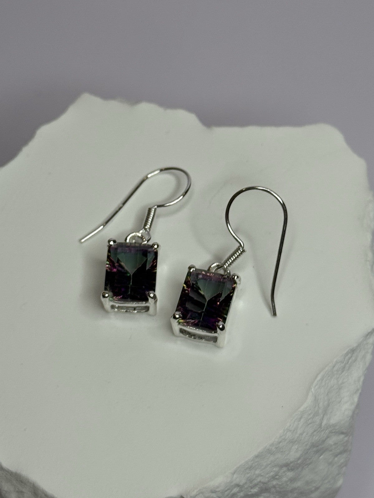 925 Sterling Silver Alexandrite Elegant Earrings Length 1.2 Inch