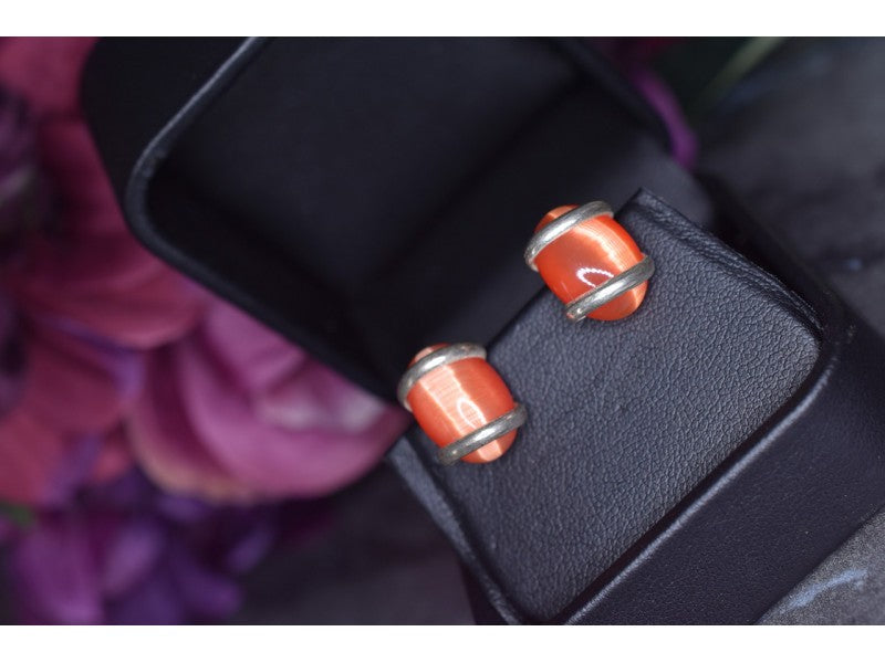 925 Sterling Silver Red Alpanite Stud Earrings