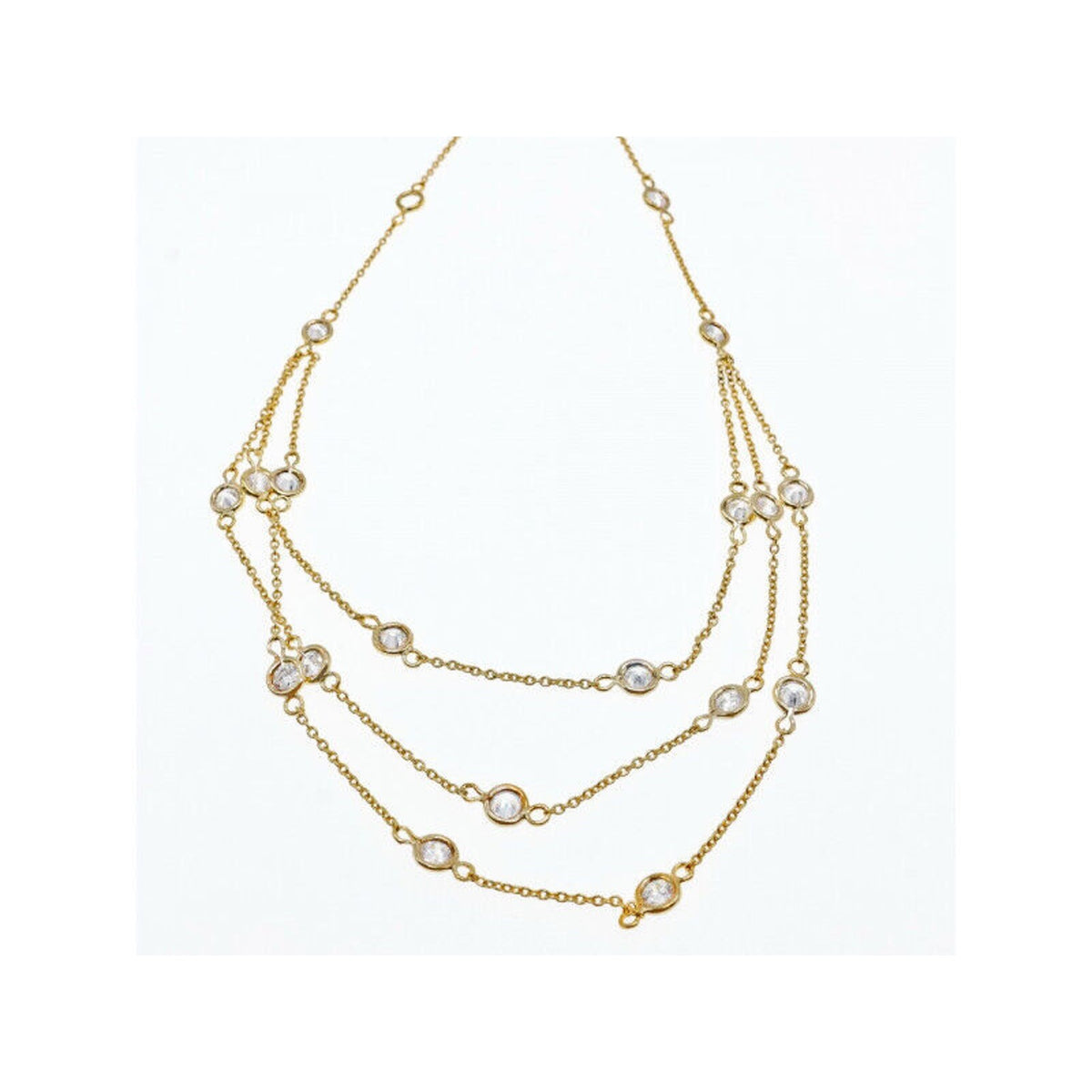925 Sterling Silver Gold Plated CZ Necklace