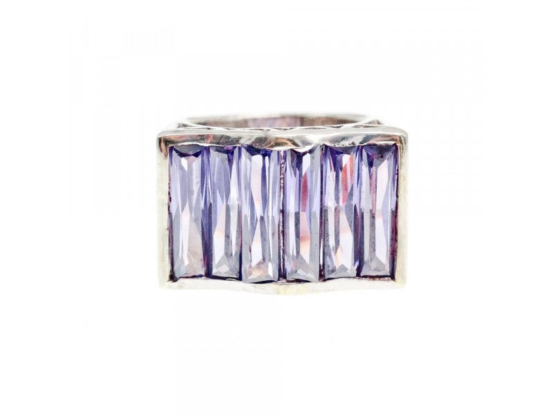 925 Sterling Silver Purple Tourmaline Ring Size 6