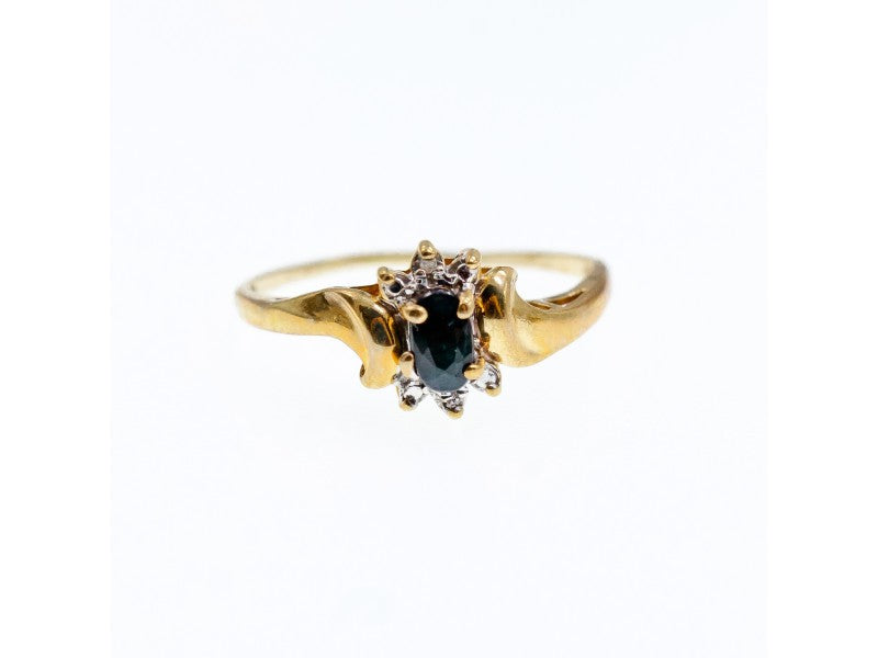 10K Yellow Gold Spinel & Diamonds Ring Size 8.5