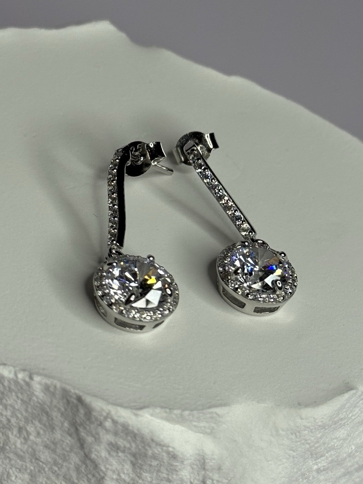 925 Sterling Silver Dream CZ Earrings Length 1.05 Inch