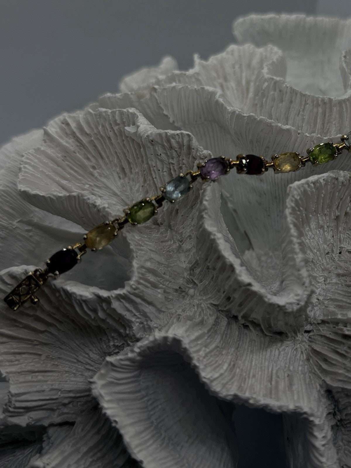 925 Sterling Silver Multi-Gemstone Bracelet Size 7.5