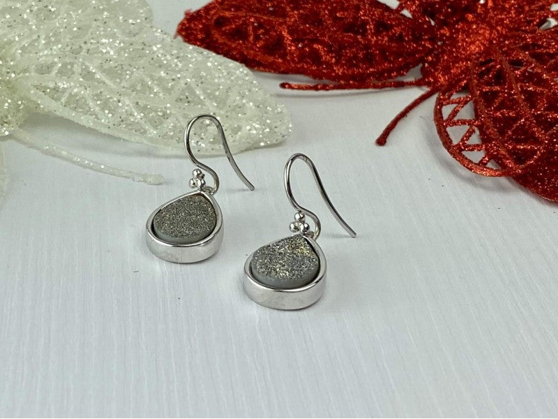 925 Sterling Silver Pyrite "Drops" Earrings