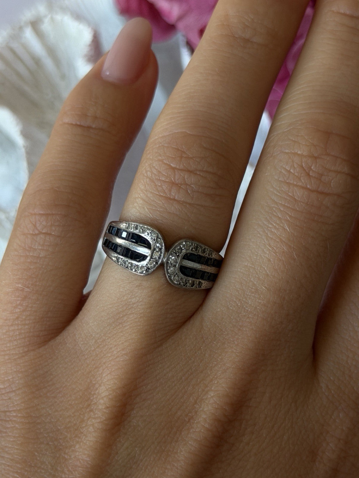 Vintage 925 Sterling Silver Sapphire & Beryl Ring Size 7