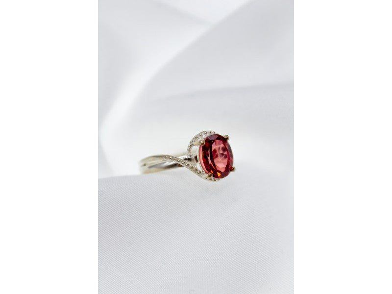 925 Sterling Silver Red Spinel Ring Size 7