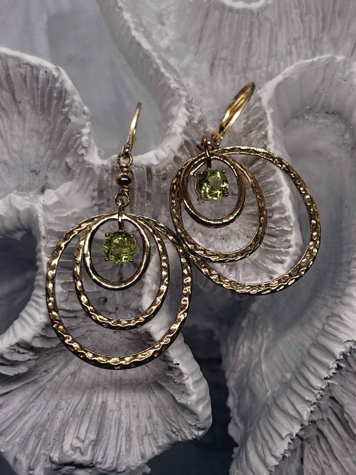 Elegant 925 Sterling Silver Gold Plated Green Peridot Earrings