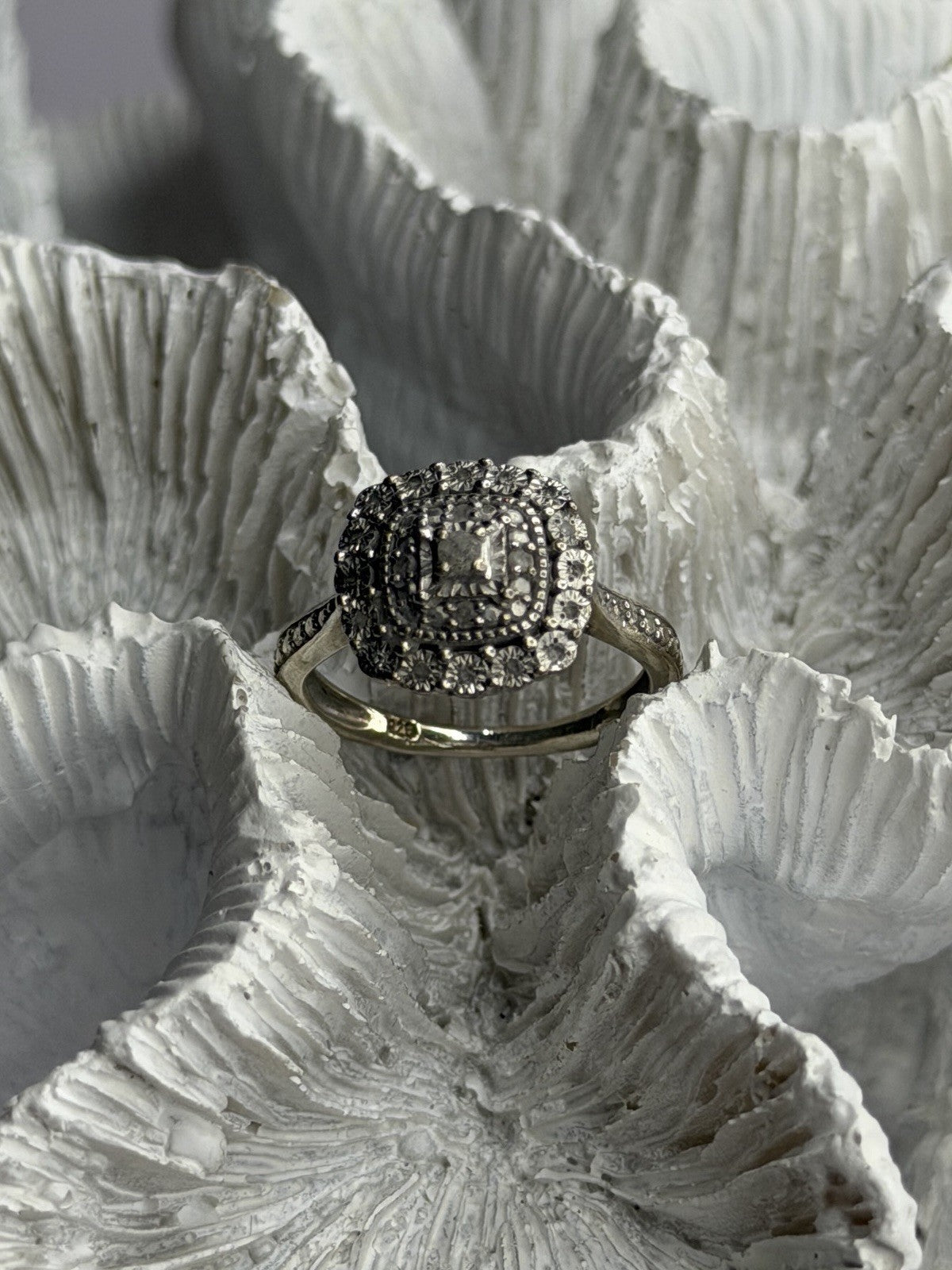 925 Sterling Silver White Topaz Ring Size 5