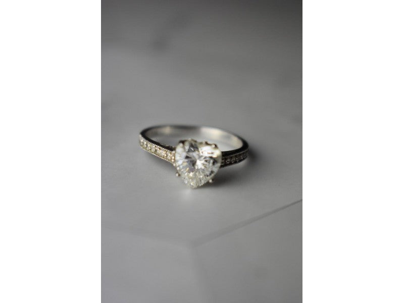 925 Sterling Silver CZ "Heart" Ring Size 8