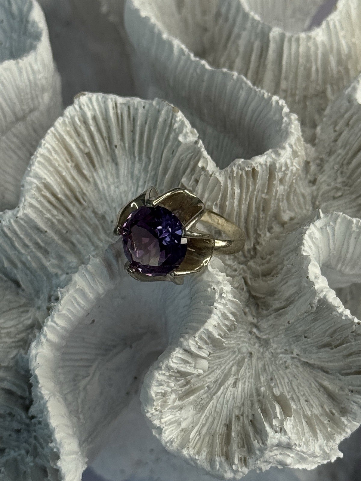 925 Sterling Silver Amethyst Ring Size 6.5