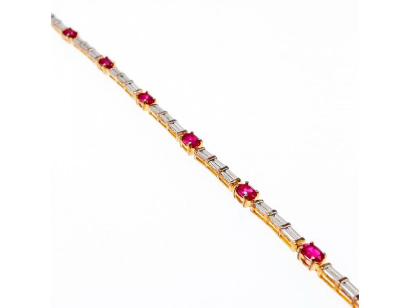 925 Sterling Silver Gold Plated Spinel & CZ Bracelet Size 7.5 IN