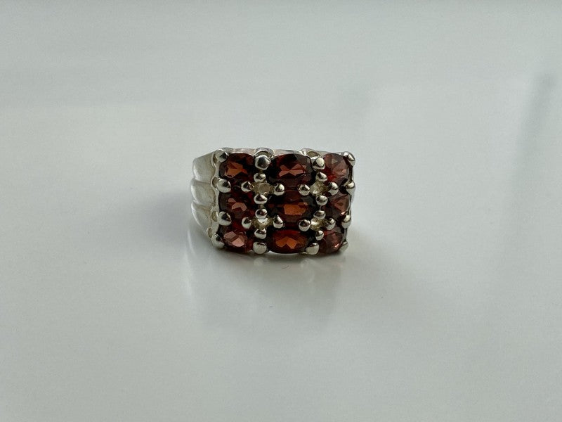 925 Sterling Silver Almandine Ring Size 8
