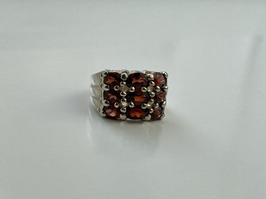 925 Sterling Silver Almandine Ring Size 8