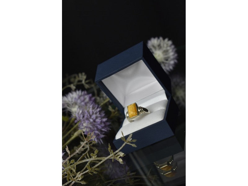 925 Sterling Silver Yellow Jasper Ring Size 7.5